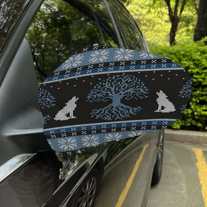 Tree Of Life And Howling Wolves Print Car Side Mirror Covers