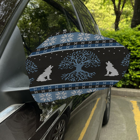 Tree Of Life And Howling Wolves Print Car Side Mirror Covers