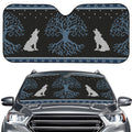 Tree Of Life And Howling Wolves Print Car Windshield Sun Shade