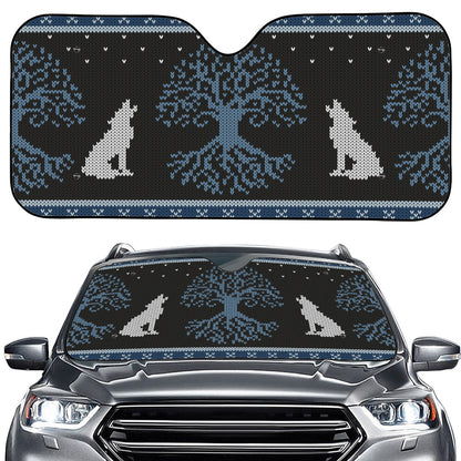 Tree Of Life And Howling Wolves Print Car Windshield Sun Shade