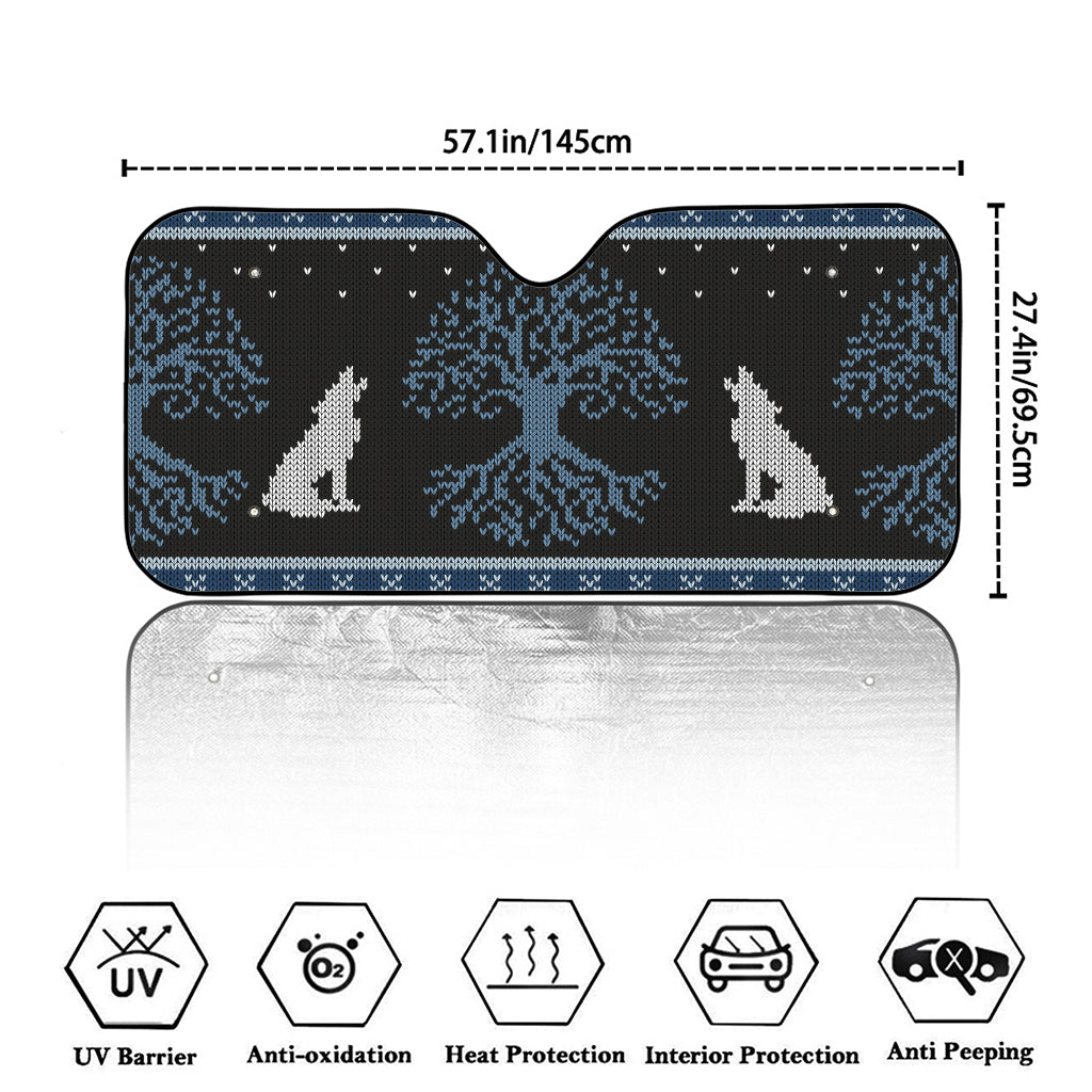 Tree Of Life And Howling Wolves Print Car Windshield Sun Shade