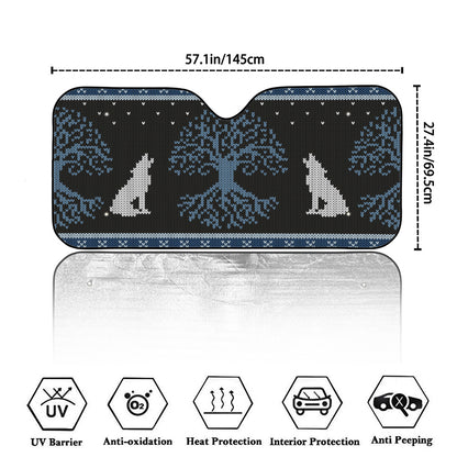 Tree Of Life And Howling Wolves Print Car Windshield Sun Shade