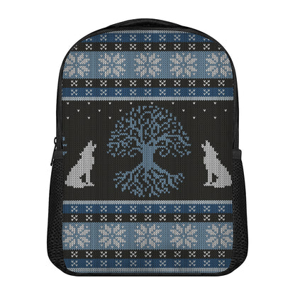 Tree Of Life And Howling Wolves Print Casual Backpack