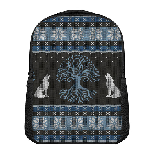 Tree Of Life And Howling Wolves Print Casual Backpack
