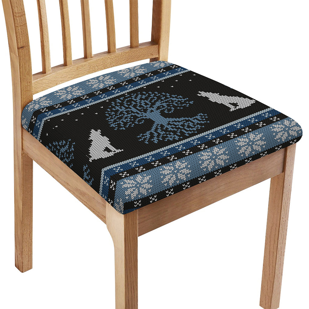 Tree Of Life And Howling Wolves Print Chair Cushion Cover