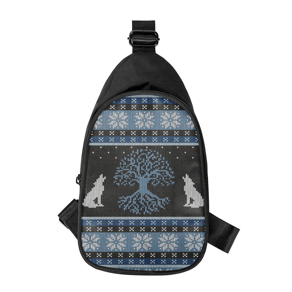 Tree Of Life And Howling Wolves Print Chest Bag