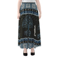 Tree Of Life And Howling Wolves Print Chiffon Maxi Skirt
