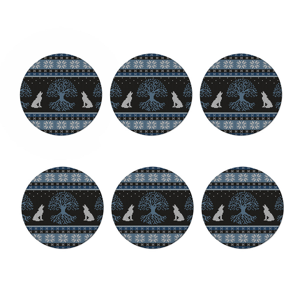 Tree Of Life And Howling Wolves Print Coaster Set