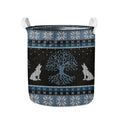 Tree Of Life And Howling Wolves Print Collapsible Laundry Basket