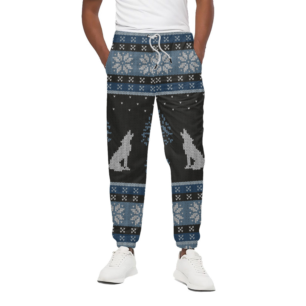 Tree Of Life And Howling Wolves Print Cotton Pants