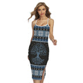 Tree Of Life And Howling Wolves Print Cross Back Cami Dress