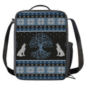 Tree Of Life And Howling Wolves Print Crossbody Lunch Bag
