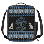 Tree Of Life And Howling Wolves Print Crossbody Lunch Bag