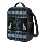 Tree Of Life And Howling Wolves Print Crossbody Lunch Bag