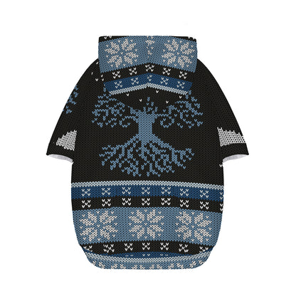 Tree Of Life And Howling Wolves Print Dog Zip Up Hoodie