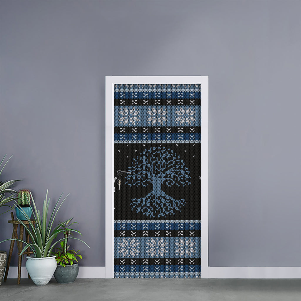 Tree Of Life And Howling Wolves Print Door Sticker