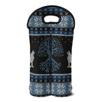Tree Of Life And Howling Wolves Print Double Neoprene Wine Tote