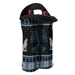 Tree Of Life And Howling Wolves Print Double Neoprene Wine Tote