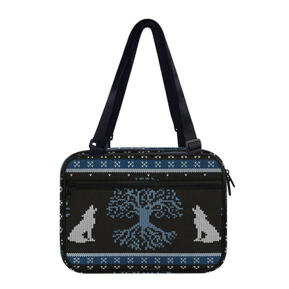 Tree Of Life And Howling Wolves Print Double Strap Bible Bag