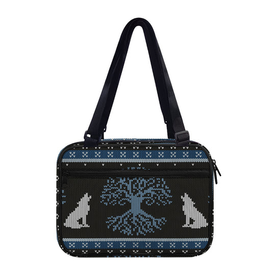 Tree Of Life And Howling Wolves Print Double Strap Bible Bag