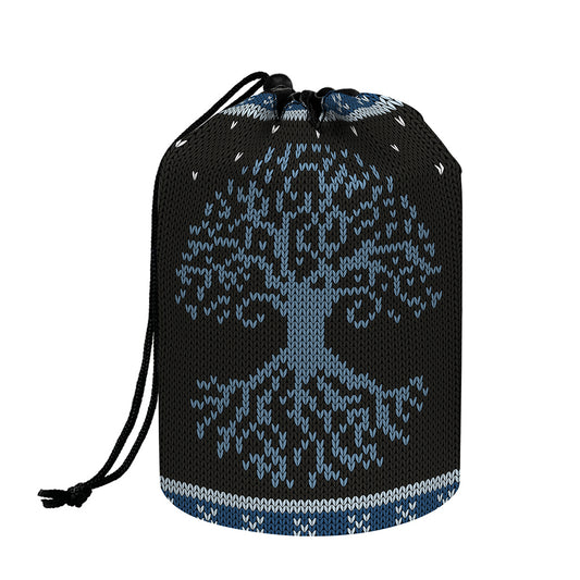 Tree Of Life And Howling Wolves Print Drawstring Makeup Bag