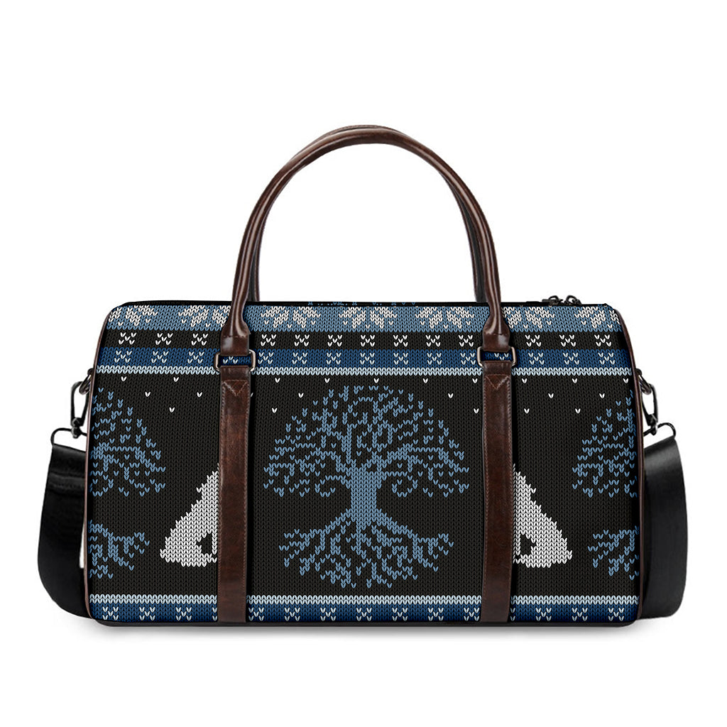 Tree Of Life And Howling Wolves Print Duffle Bag