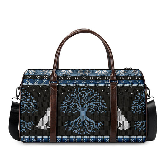 Tree Of Life And Howling Wolves Print Duffle Bag