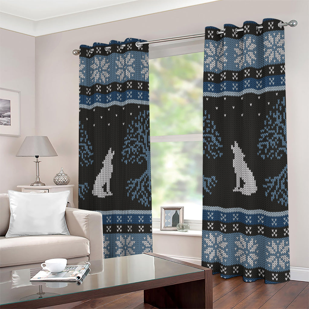 Tree Of Life And Howling Wolves Print Extra Wide Grommet Curtains