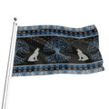 Tree Of Life And Howling Wolves Print Flag