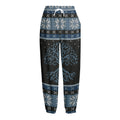 Tree Of Life And Howling Wolves Print Fleece Lined Knit Pants