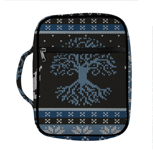 Tree Of Life And Howling Wolves Print Front Pocket Bible Bag