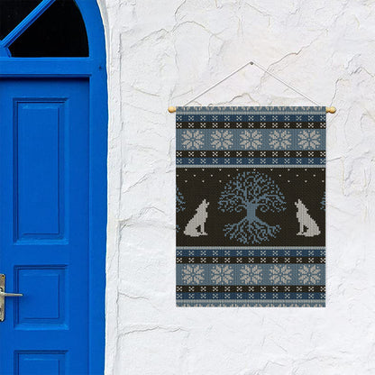 Tree Of Life And Howling Wolves Print Garden Flag
