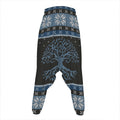 Tree Of Life And Howling Wolves Print Hammer Pants