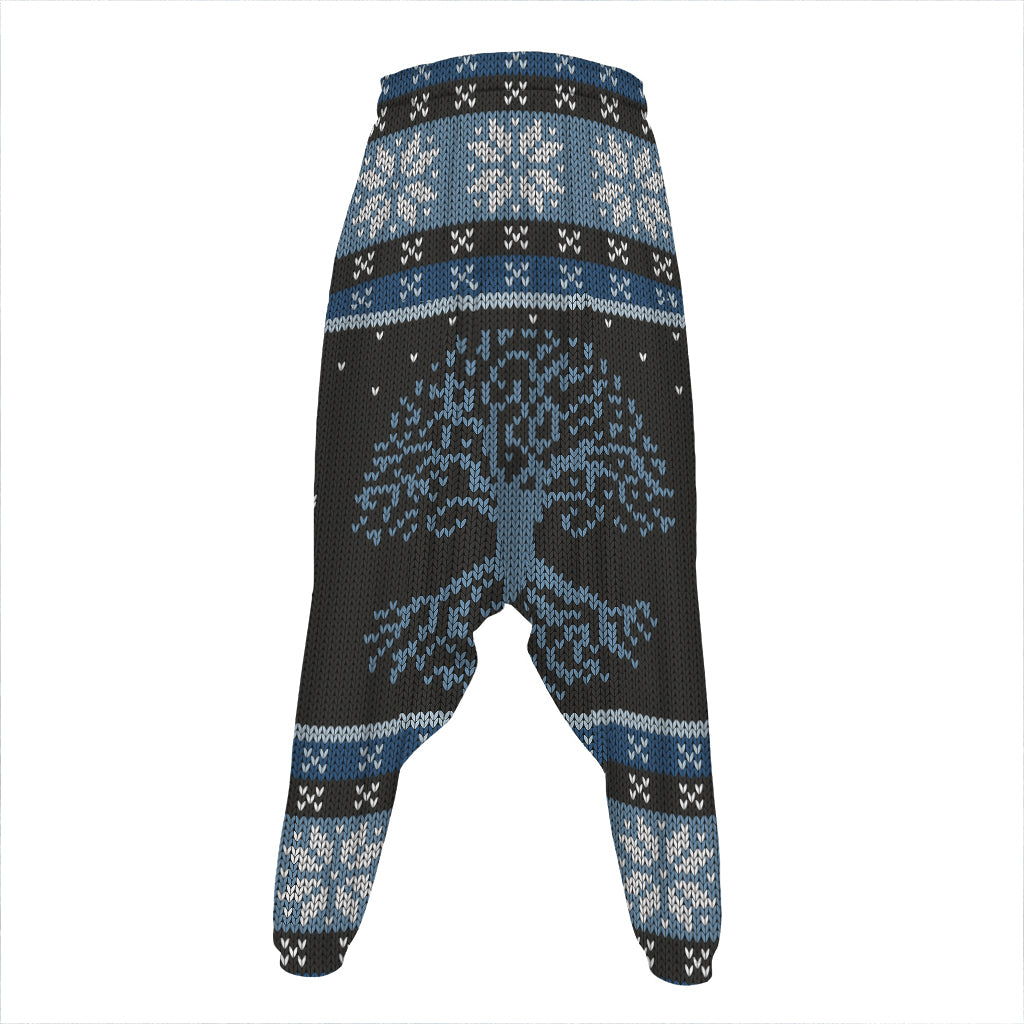 Tree Of Life And Howling Wolves Print Hammer Pants