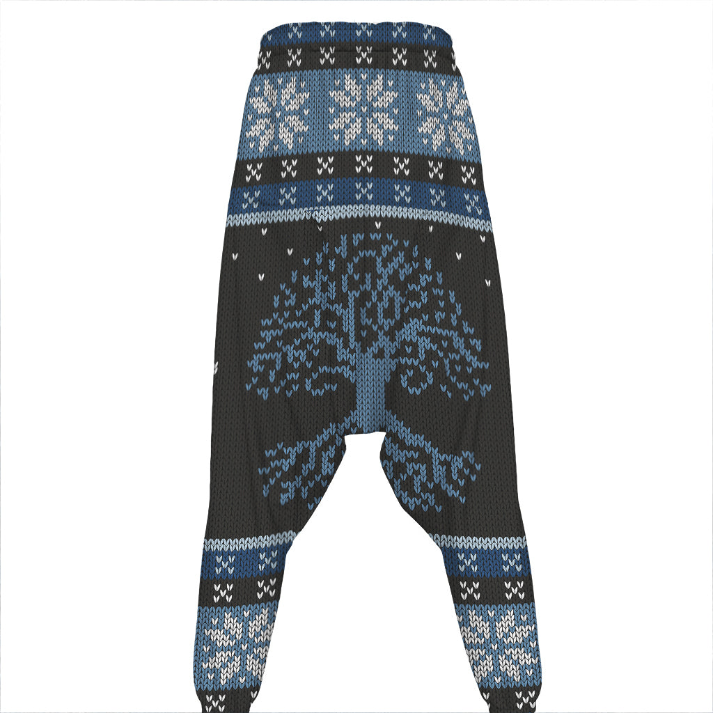 Tree Of Life And Howling Wolves Print Hammer Pants