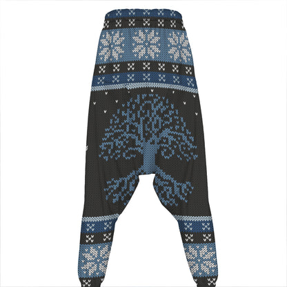 Tree Of Life And Howling Wolves Print Hammer Pants