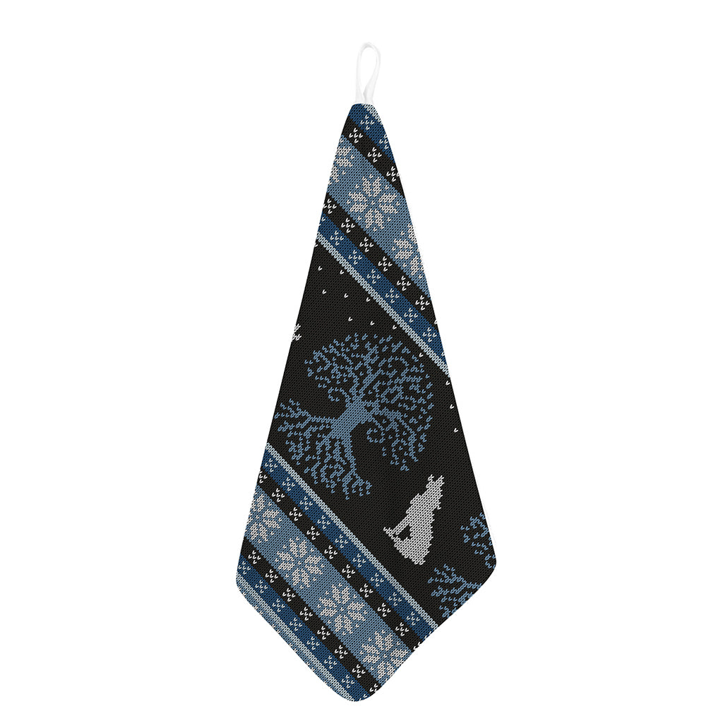 Tree Of Life And Howling Wolves Print Hand Towel