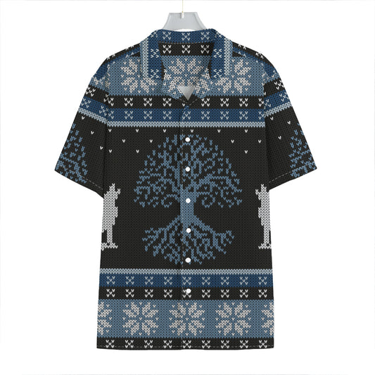 Tree Of Life And Howling Wolves Print Hawaiian Shirt