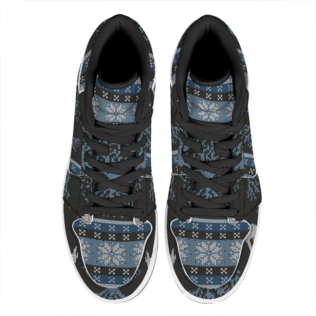 Tree Of Life And Howling Wolves Print High Top Leather Sneakers