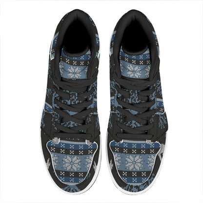 Tree Of Life And Howling Wolves Print High Top Leather Sneakers
