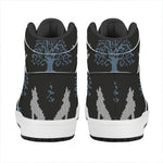 Tree Of Life And Howling Wolves Print High Top Leather Sneakers