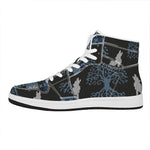 Tree Of Life And Howling Wolves Print High Top Leather Sneakers