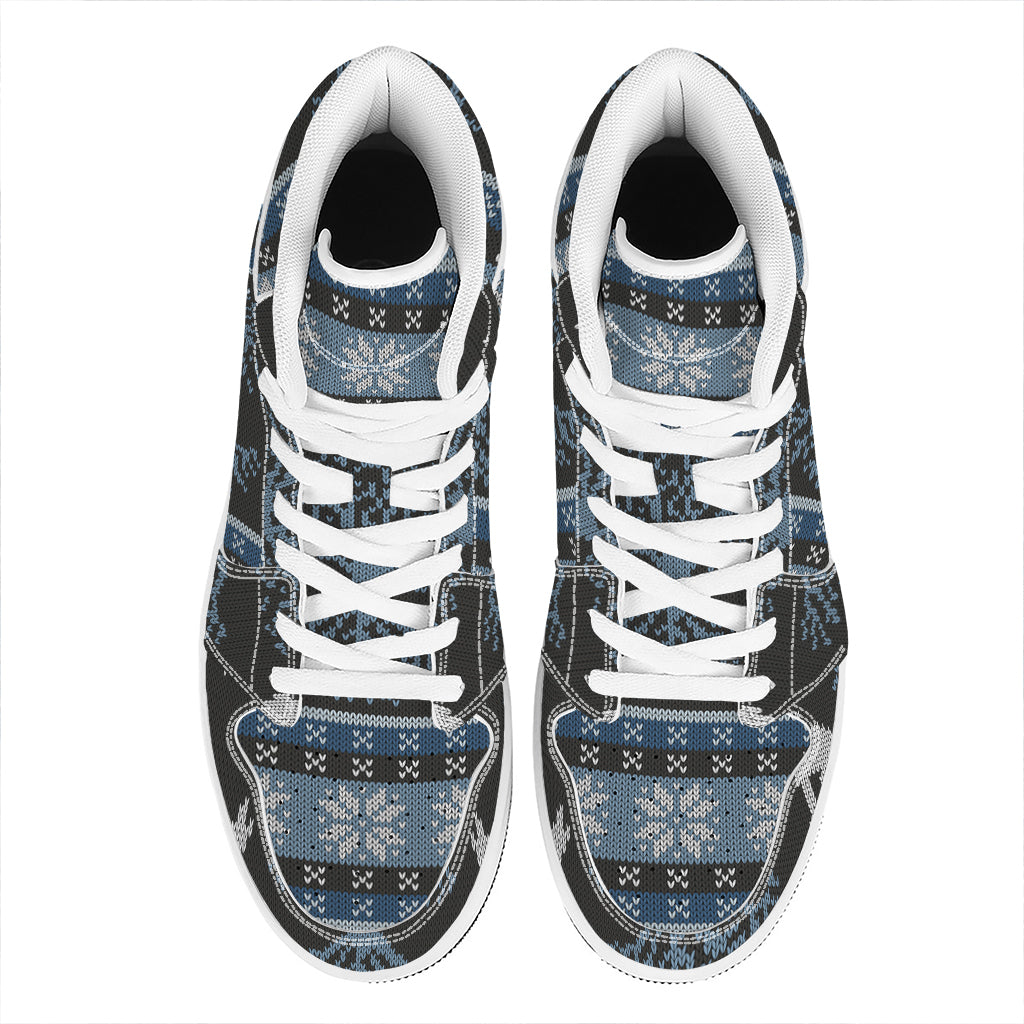 Tree Of Life And Howling Wolves Print High Top Leather Sneakers