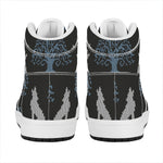 Tree Of Life And Howling Wolves Print High Top Leather Sneakers