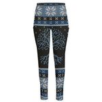 Tree Of Life And Howling Wolves Print High-Waisted Pocket Leggings