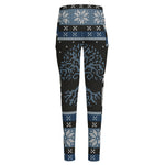 Tree Of Life And Howling Wolves Print High-Waisted Pocket Leggings
