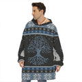 Tree Of Life And Howling Wolves Print Hoodie Blanket