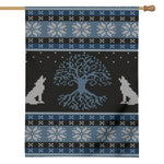Tree Of Life And Howling Wolves Print House Flag