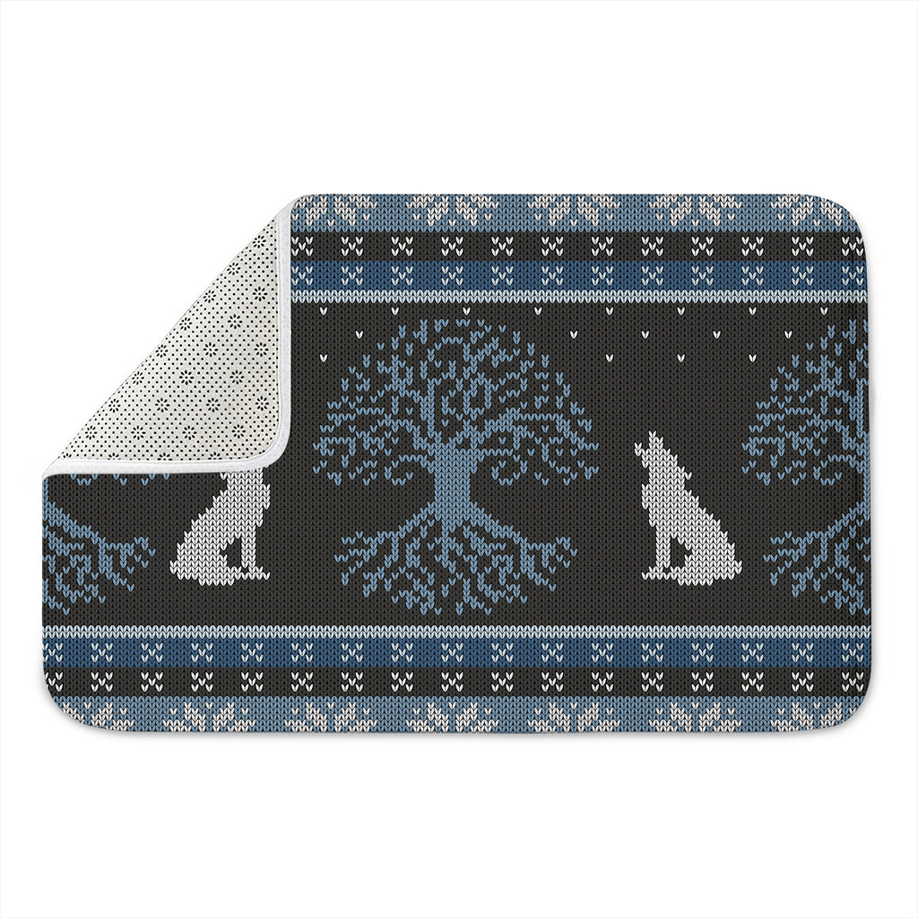Tree Of Life And Howling Wolves Print Indoor Door Mat