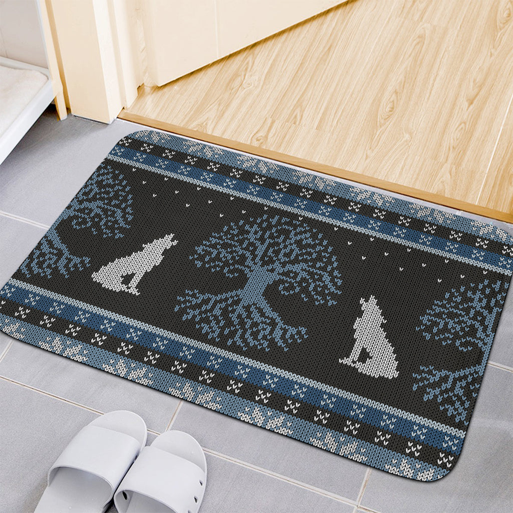 Tree Of Life And Howling Wolves Print Indoor Door Mat